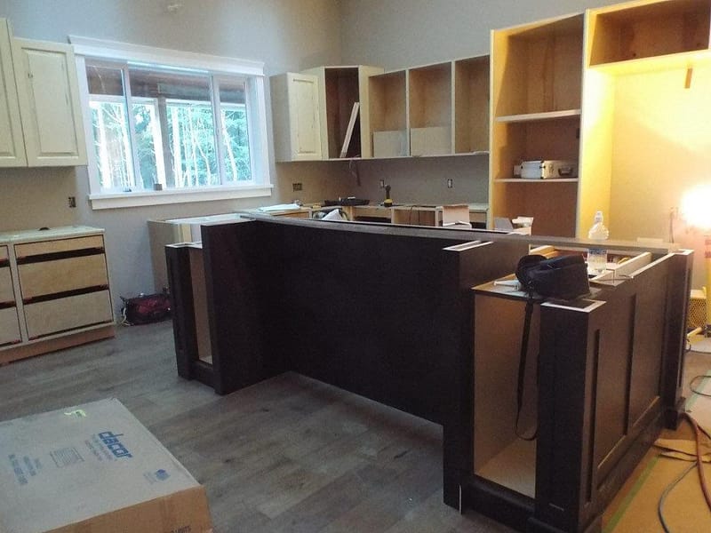 A custom kitchen cabinetry in progress Victoria BC
